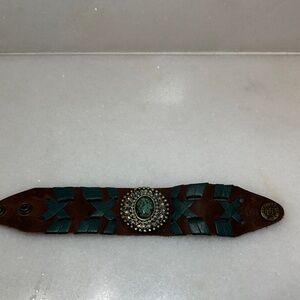 Leatherock Brown and Teal Bracelet